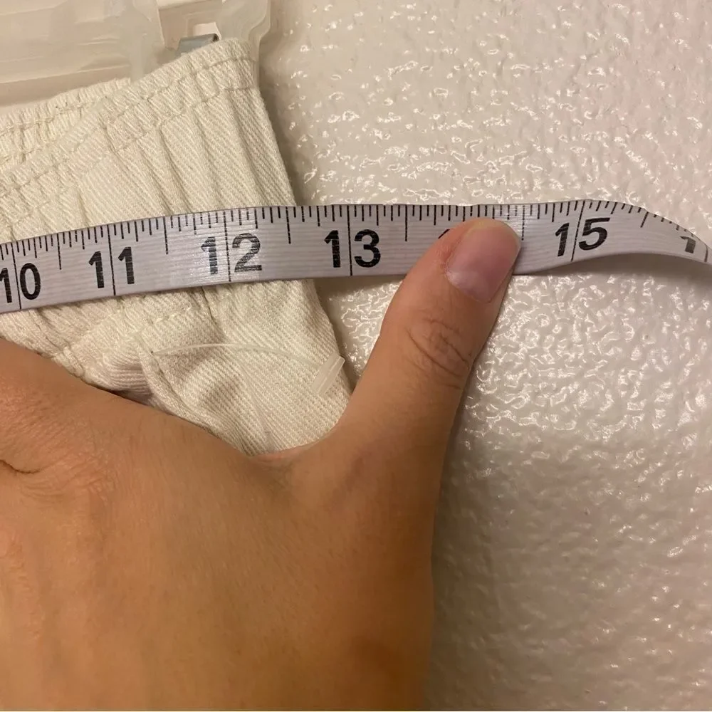 Old Navy high waisted baggy wide leg Pull-on white denim cotton jeans pants M 8